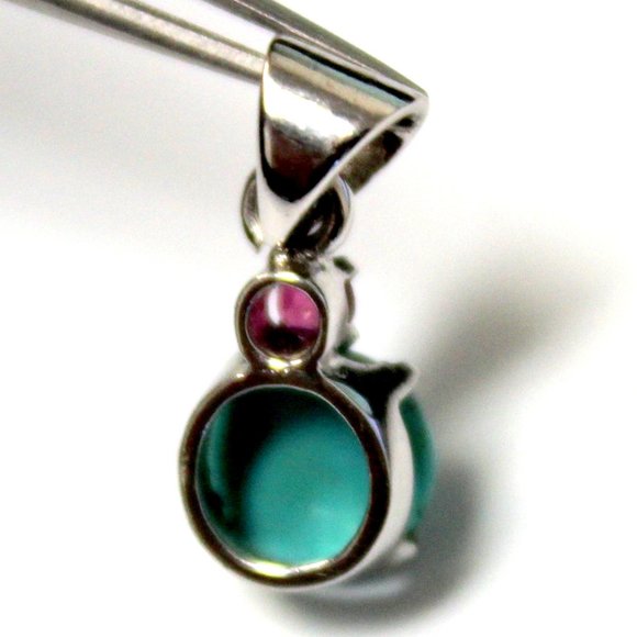 Turquoise and Ruby Silver Pendant - Picture 2 of 4